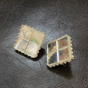 Clip-on Square mirror Earrings, Vintage